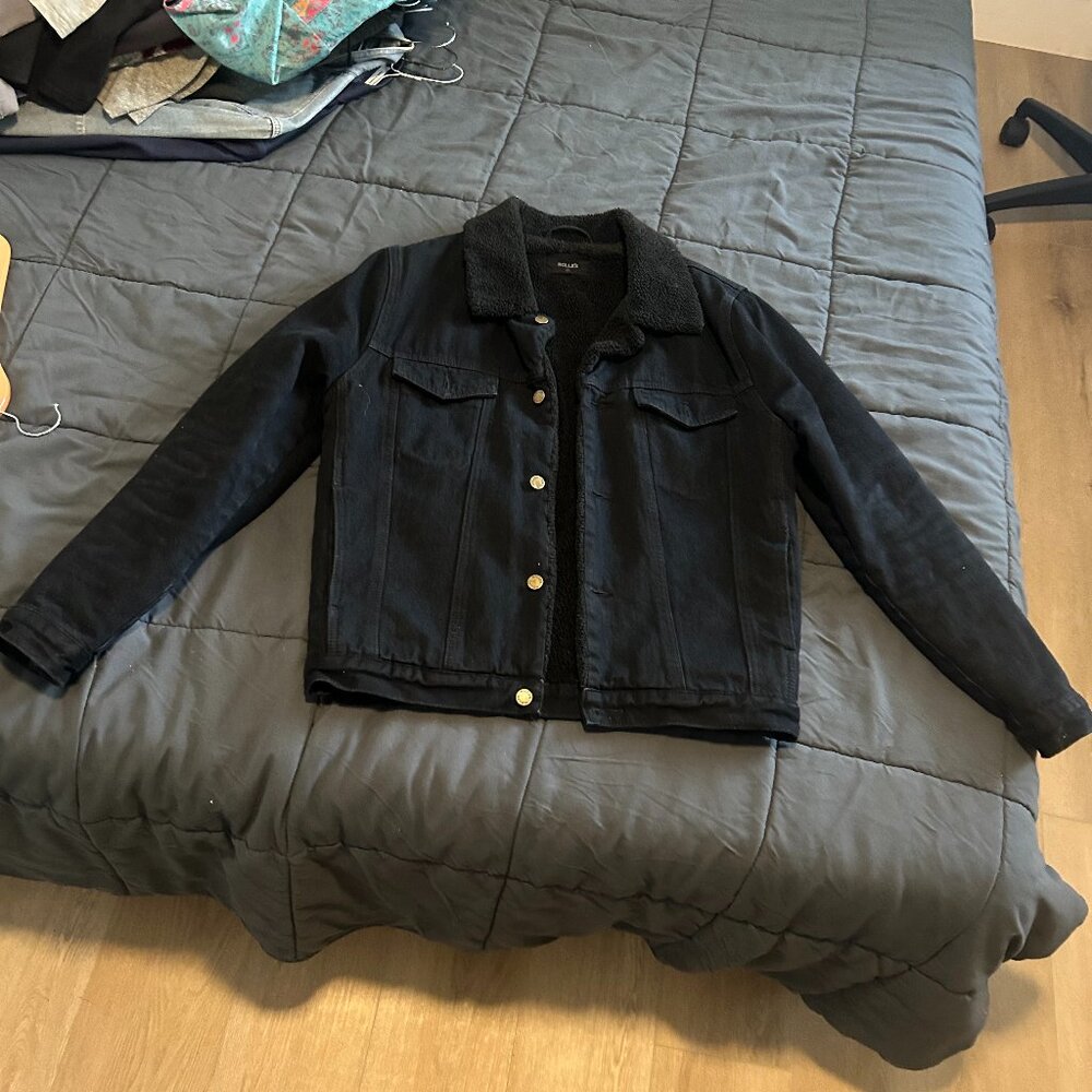 Rolla’s Black Denim Sherpa Jacket